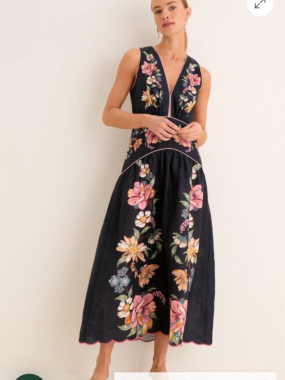 FARM Rio Maira Floral Dark Blue Midi Dress